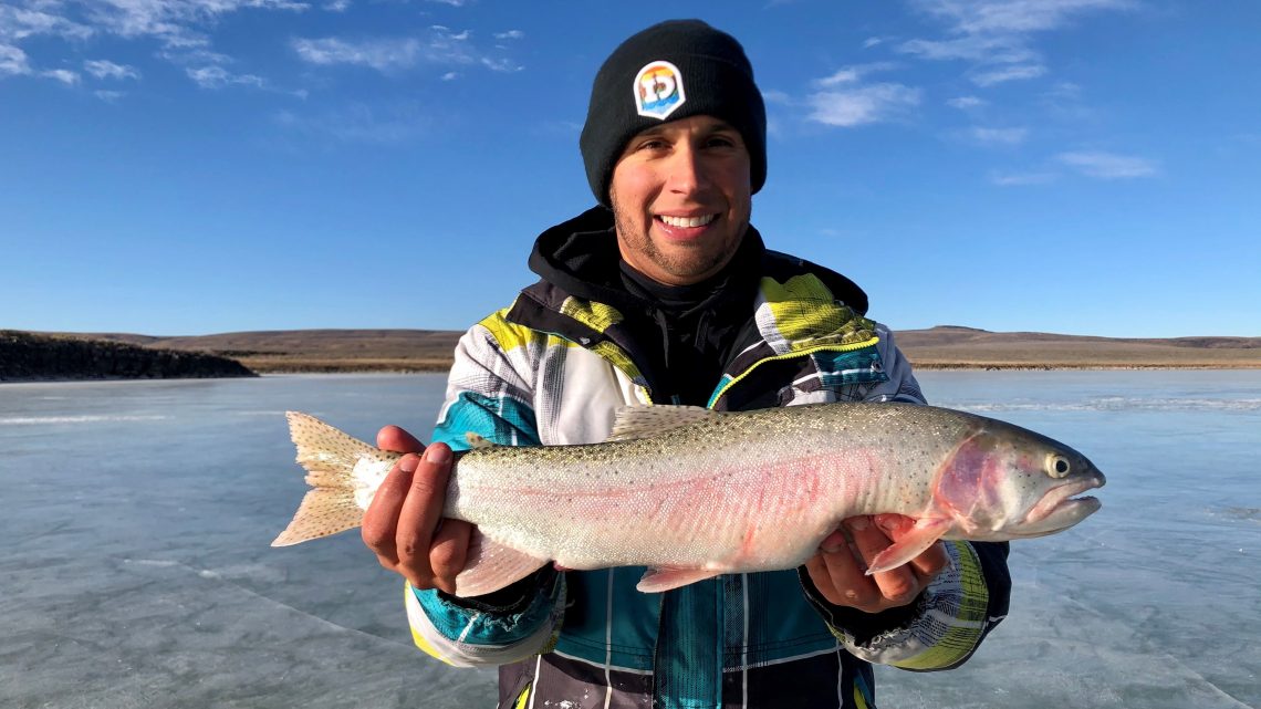 Jordan Rodriguez holds a 20-inch Lahontan cutthroat trout, which set an Idaho state record.