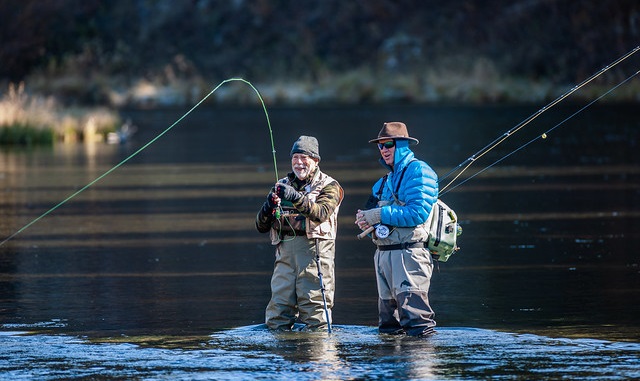 Fly anglers participate in an Idaho2Fly fishing retreat.