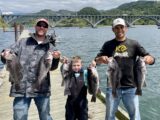 Nick Young, Jaxon Young and Jordan Rodriguez show off a nice limit of Pacific rockfish caught off the coast of Gold Beach, Oregon.