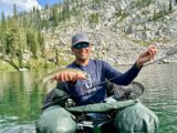 Jordan Rodriguez with an alpine trout caught using ultralight spinning gear.