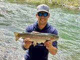 Jordan Rodriguez with a large rainbow trout caught on the Big Lost River in eastern Idaho.