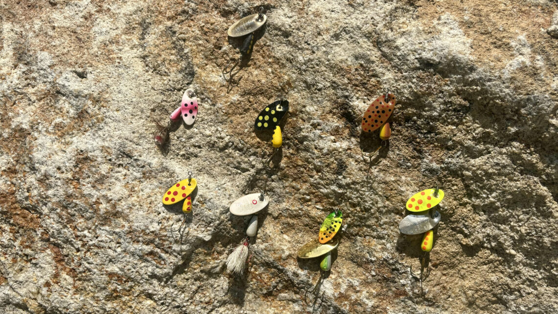 An assortment of Panther Martin spinners.