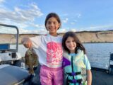 Quinn and Skye Rodriguez with the Idaho state-record pumpkinseed/bluegill hybrid sunfish.
